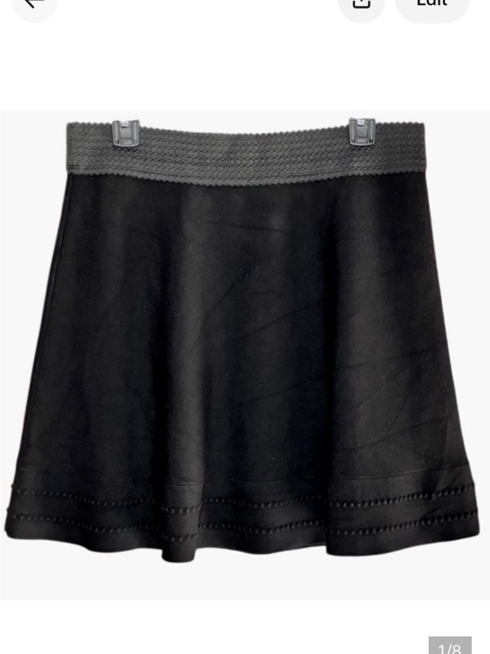 Club Monaco by Ralph Lauren Knit A-Line Mini Skirt in Dark Black Women’s L
